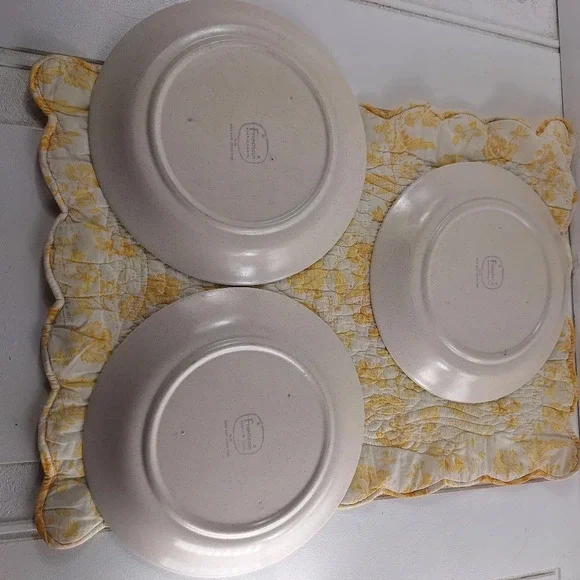 Vintage Franciscan Earthenware Hacienda (3) Lunch Plates 8 1/2” Yellow Flower - Picture 8 of 10